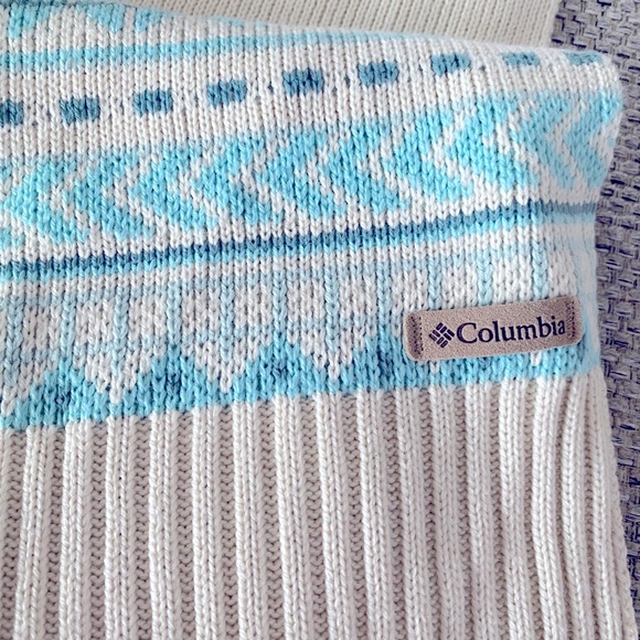 Columbia winter turquoise blue cream Pattern Scarf Approx 9x64” RN 69724 - Picture 2 of 5